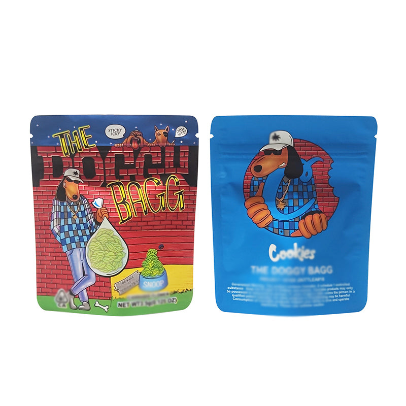 1g -3g Cookies Plastic Zipper Pouch With Stickers laser Anti Label Foil Bags Flavor Herb Flower Dry Tobacco Retail Bags