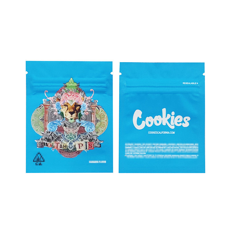 1g -3g Cookies Plastic Zipper Pouch With Stickers laser Anti Label Foil Bags Flavor Herb Flower Dry Tobacco Retail Bags