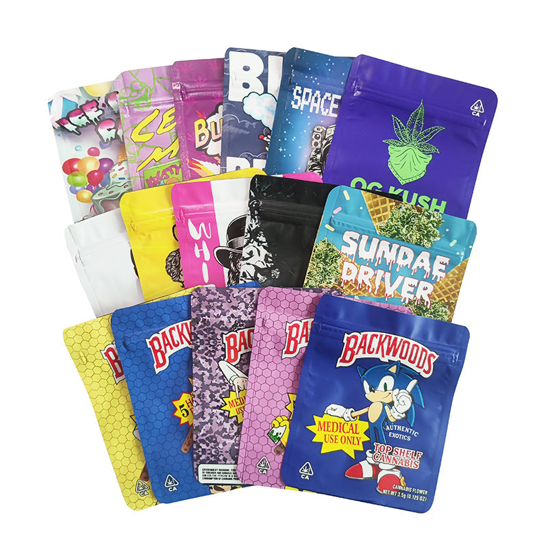 BACKWOODS Zipper Bags With Clear Window 3.5g Stand Up Ziplock Pouch 100 PCS