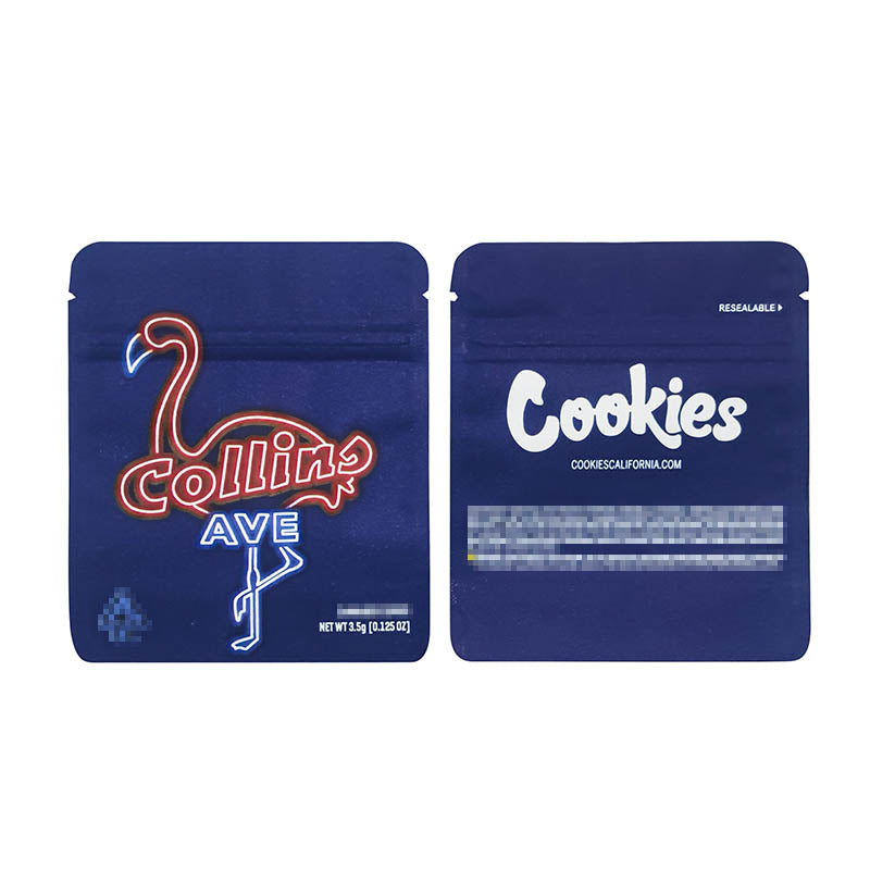 1g -3g Cookies Plastic Zipper Pouch With Stickers laser Anti Label Foil Bags Flavor Herb Flower Dry Tobacco Retail Bags