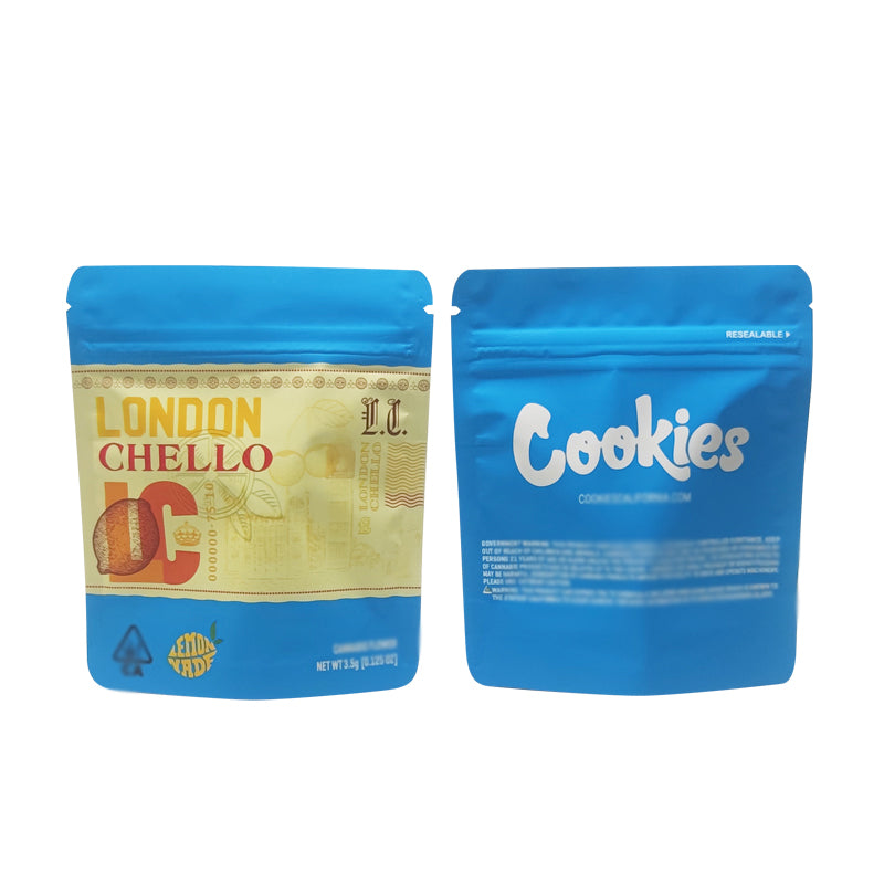 1g -3g Cookies Plastic Zipper Pouch With Stickers laser Anti Label Foil Bags Flavor Herb Flower Dry Tobacco Retail Bags