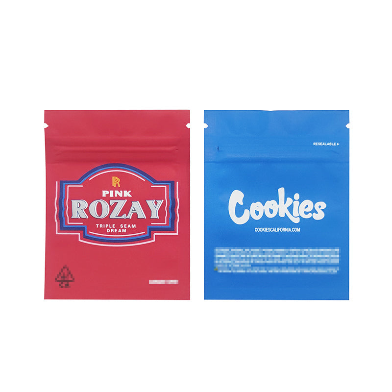 1g -3g Cookies Plastic Zipper Pouch With Stickers laser Anti Label Foil Bags Flavor Herb Flower Dry Tobacco Retail Bags