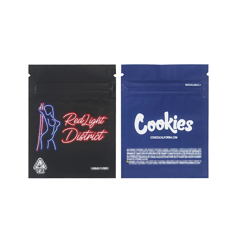 1g -3g Cookies Plastic Zipper Pouch With Stickers laser Anti Label Foil Bags Flavor Herb Flower Dry Tobacco Retail Bags