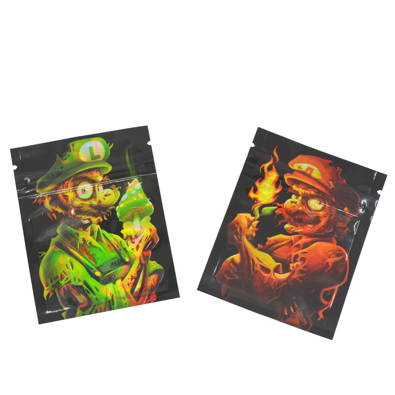 11x14cm 3.5g Hologram Laser Zipper Bags Both Side Printed 100 pcs