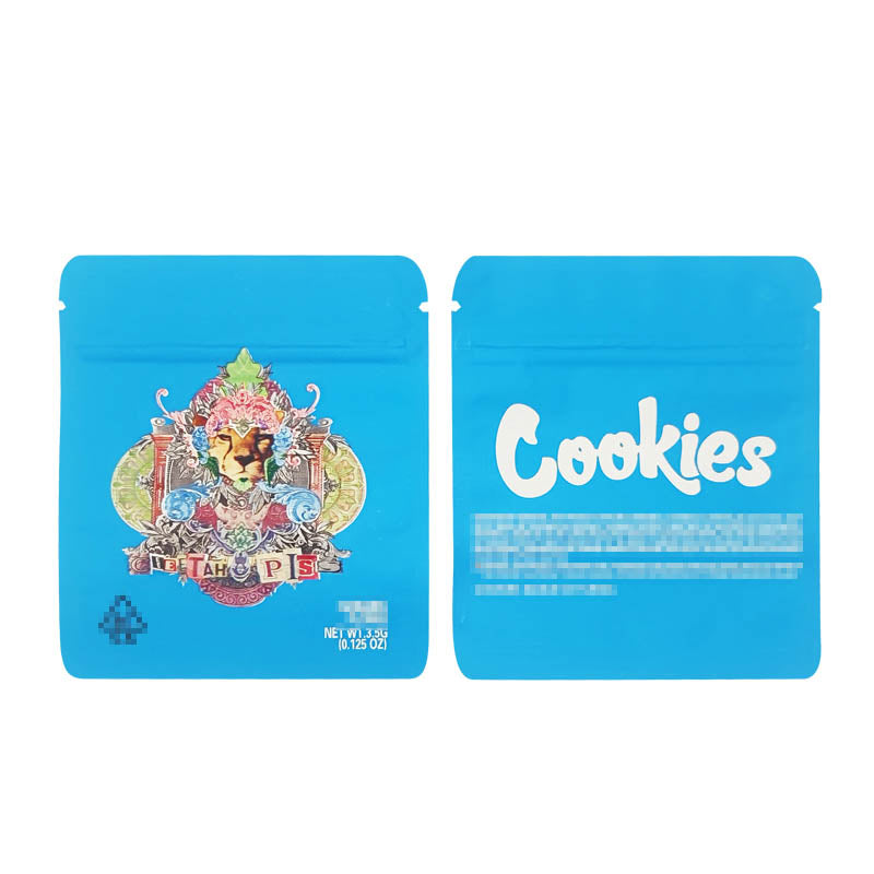 1g -3g Cookies Plastic Zipper Pouch With Stickers laser Anti Label Foil Bags Flavor Herb Flower Dry Tobacco Retail Bags