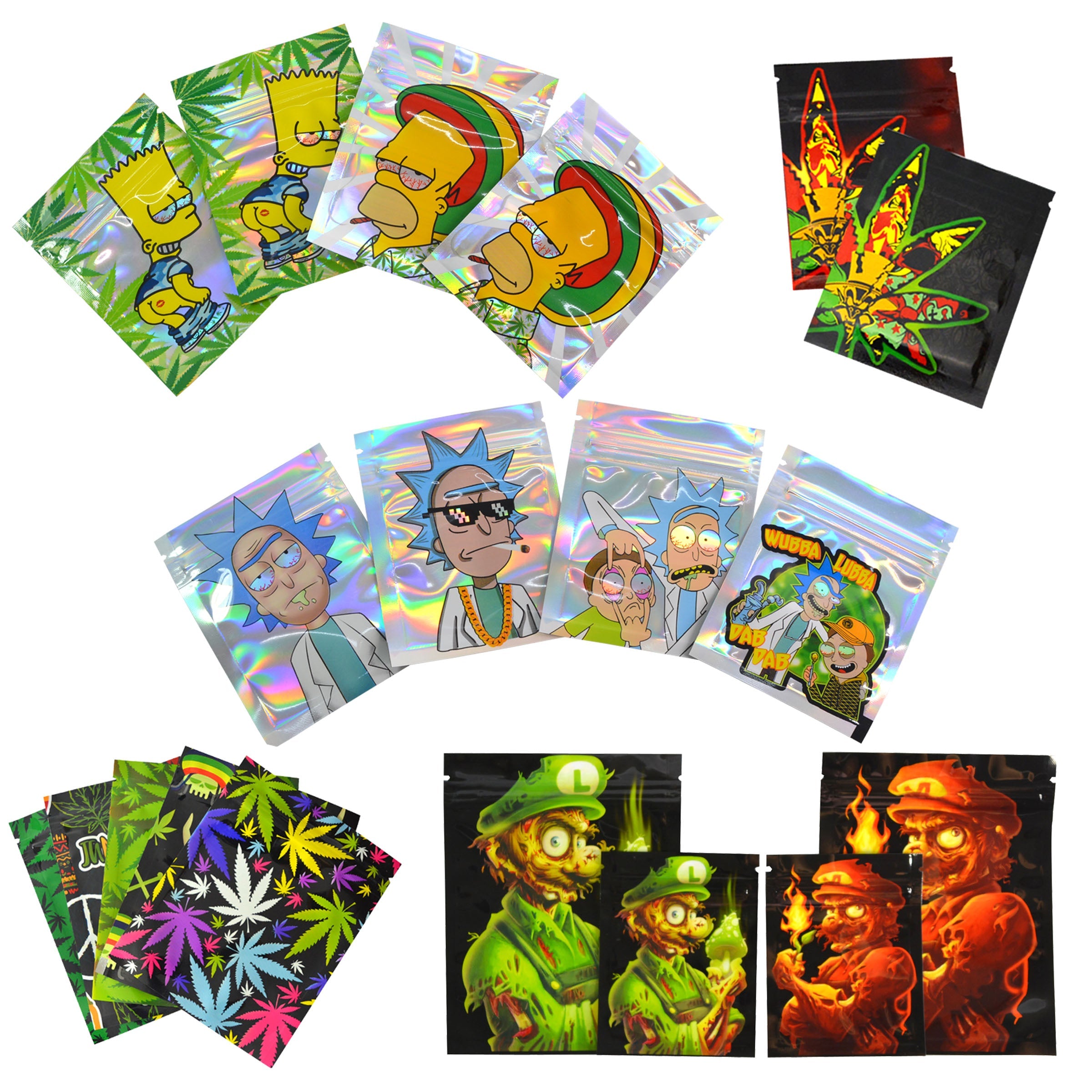 11x14cm 3.5g Hologram Laser Zipper Bags Both Side Printed 100 pcs