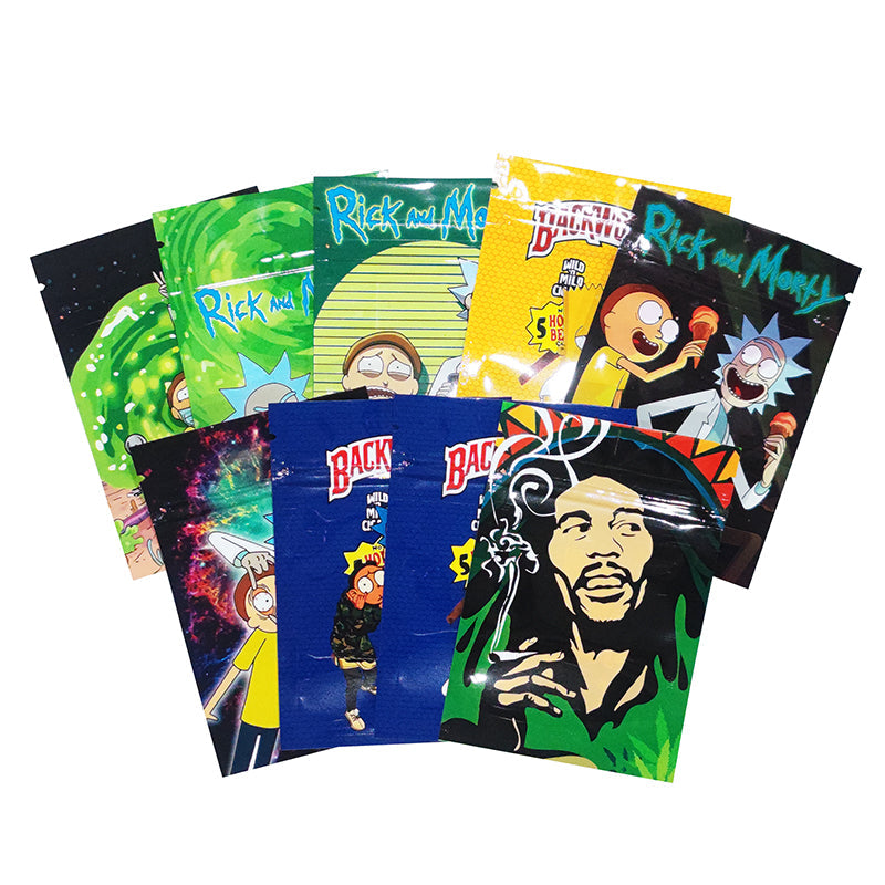 7x10cm With Clear Window Small Zipper Bags Mixed Design For 1g