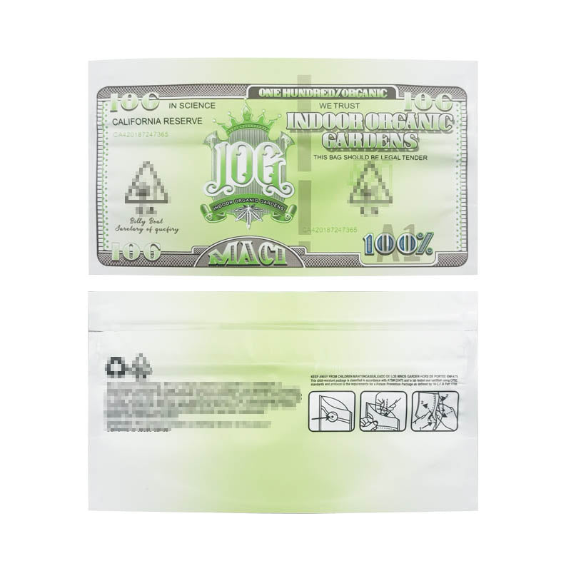 100 PCS USD Dollars 3.5g-10g Money Children Proof Stand Up Zip Lock Pouch Smell Proof Zipper Bag Cookies pouch Child Resistant Exit Bag USD Dollars