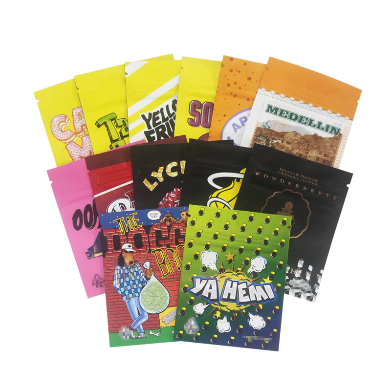 1g -3g Cookies Plastic Zipper Pouch With Stickers laser Anti Label Foil Bags Flavor Herb Flower Dry Tobacco Retail Bags