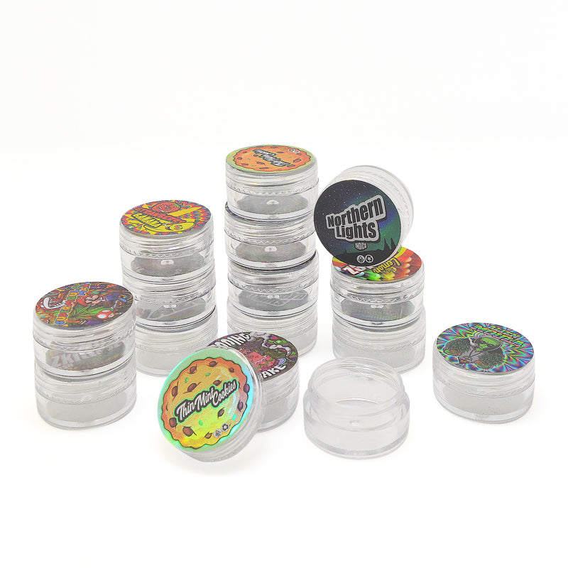 100 PCS 3-5ml Laser Stickers Capsules Small Jars Bottles Container  CBD Cream Plastic Capsules With Laser Stickers