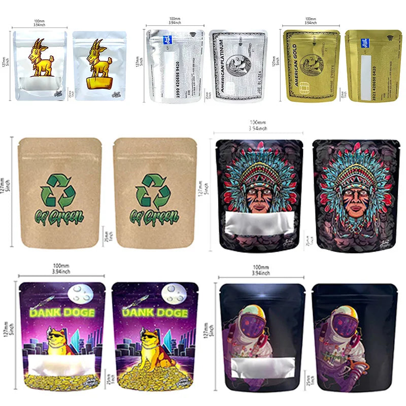1g 3.5g New Design Zip Lock Pouches 6*8 CM California Mylar Bags Water-proof Window Custom Printed Cookies Packaging Foil Pouch