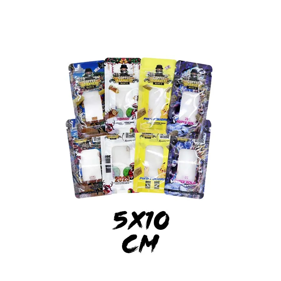 1g Mylar Bags 100 Pcs Resealable Aluminum Foil Cartoon Candy Ziplock Pouches Plastic Mini Food Storage Bag With Clear Window