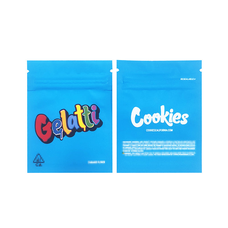 1g -3g Cookies Plastic Zipper Pouch With Stickers laser Anti Label Foil Bags Flavor Herb Flower Dry Tobacco Retail Bags