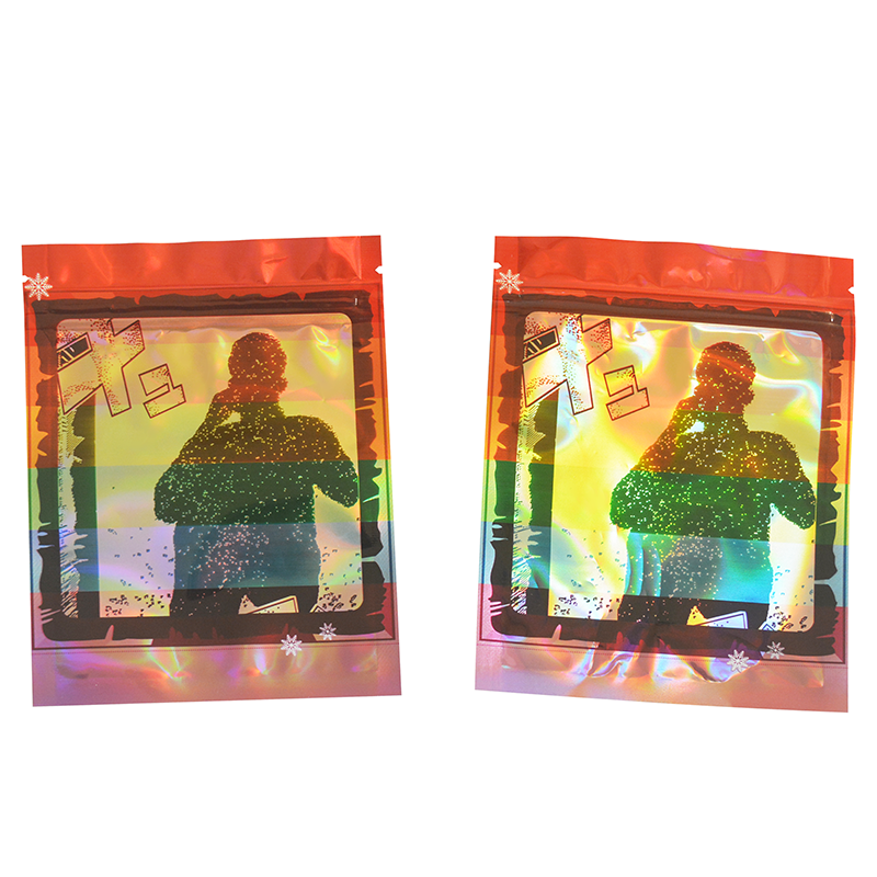 11x14cm 3.5g Hologram Laser Zipper Bags Both Side Printed 100 pcs