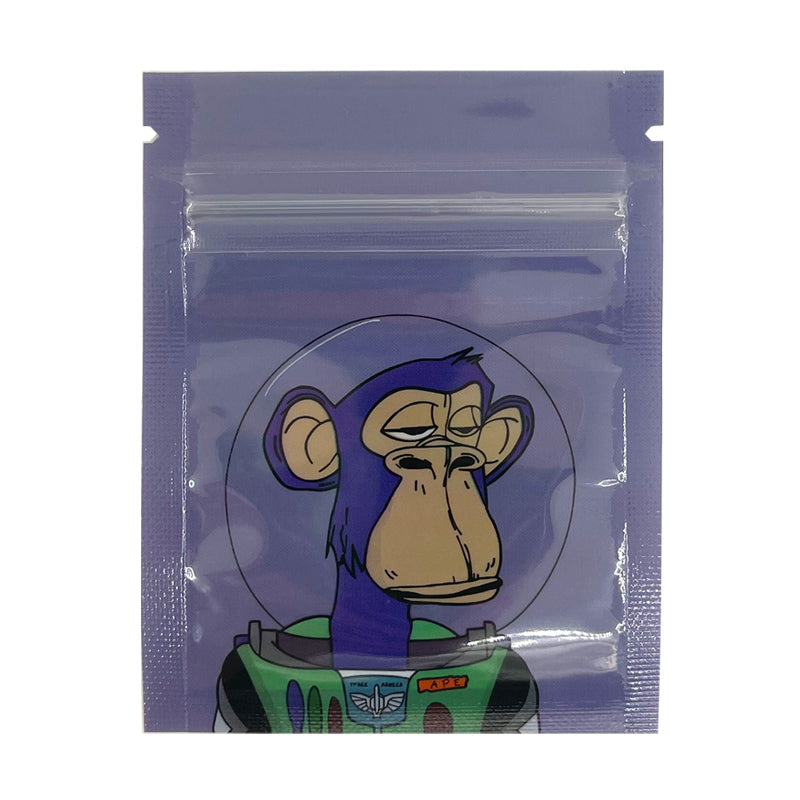 1g 7x9cm NFT Monkey Bag Aluminum Foil Zip Lock Pouch Cookie Packaging Customized Cookie Cigar Bags With Clear Window