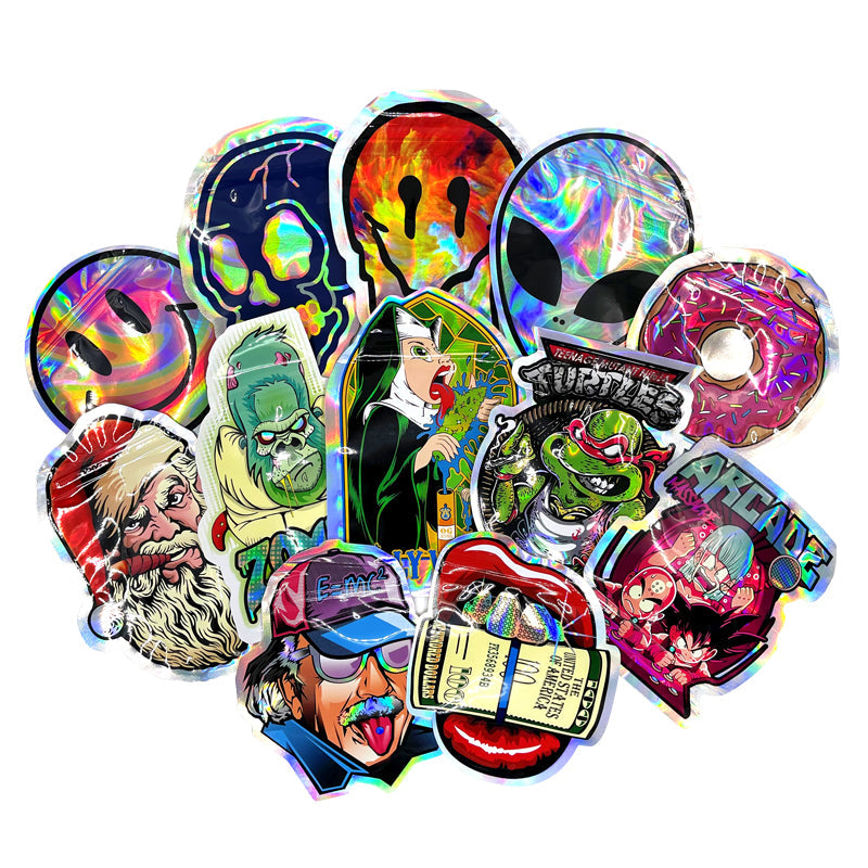 1g -3.5g Shape Zipper Bags Hologram Laser Bags Packaging Small Pouches