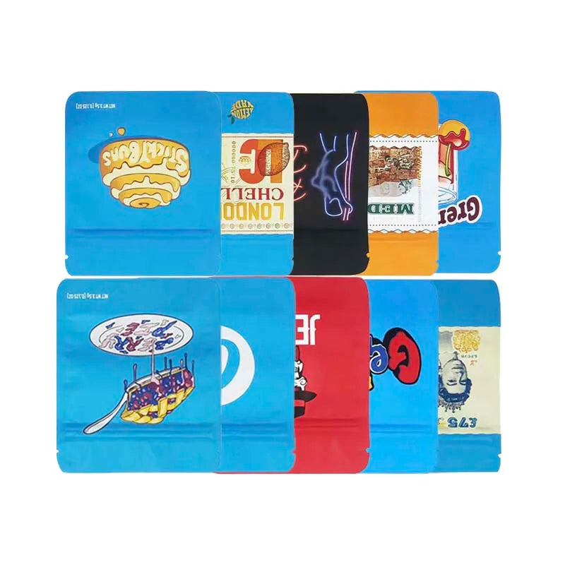 3.5 Grams Flower Storage Mylar Bag Custom Zip Lock Stand Up Pouch Waterproof Aluminum Foil Bag Soft Touch Plastic Bag With Lable