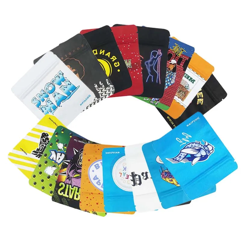 3.5g Empty Mylar Bag Matte Standing Up Pouches Reusable Smell-proof Plastic Zipper Sealed Storage Aluminum Foil Packaging Bags