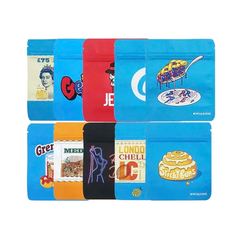 3.5g Empty Mylar Bag Matte Standing Up Pouches Reusable Smell-proof Plastic Zipper Sealed Storage Aluminum Foil Packaging Bags