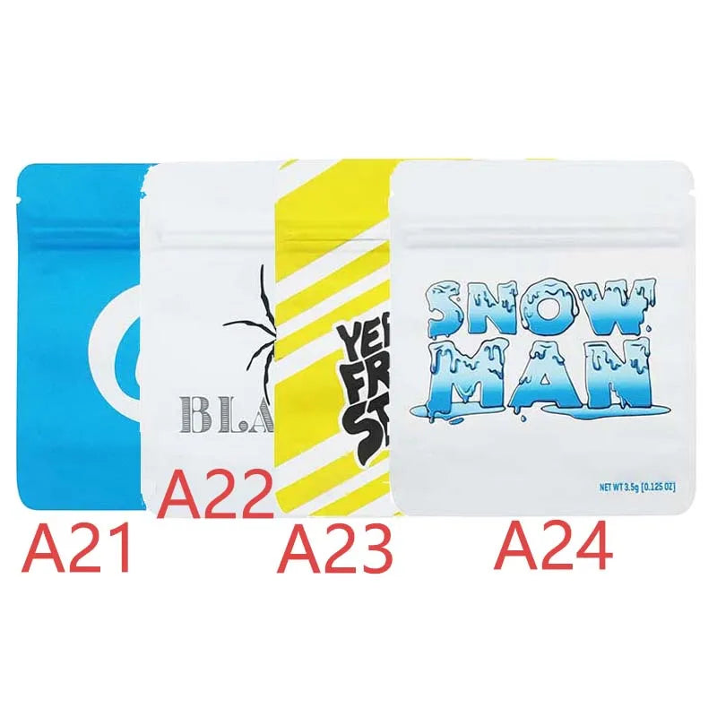 3.5g Empty Mylar Bag Matte Standing Up Pouches Reusable Smell-proof Plastic Zipper Sealed Storage Aluminum Foil Packaging Bags