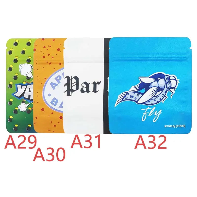 3.5g Empty Mylar Bag Matte Standing Up Pouches Reusable Smell-proof Plastic Zipper Sealed Storage Aluminum Foil Packaging Bags