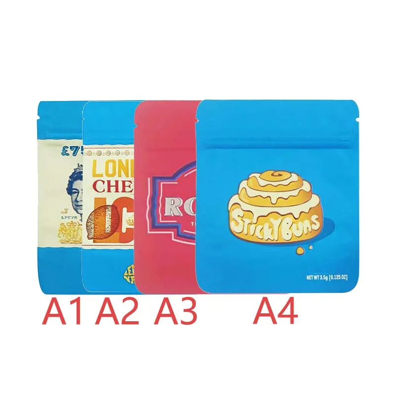 3.5g Empty Mylar Bag Matte Standing Up Pouches Reusable Smell-proof Plastic Zipper Sealed Storage Aluminum Foil Packaging Bags