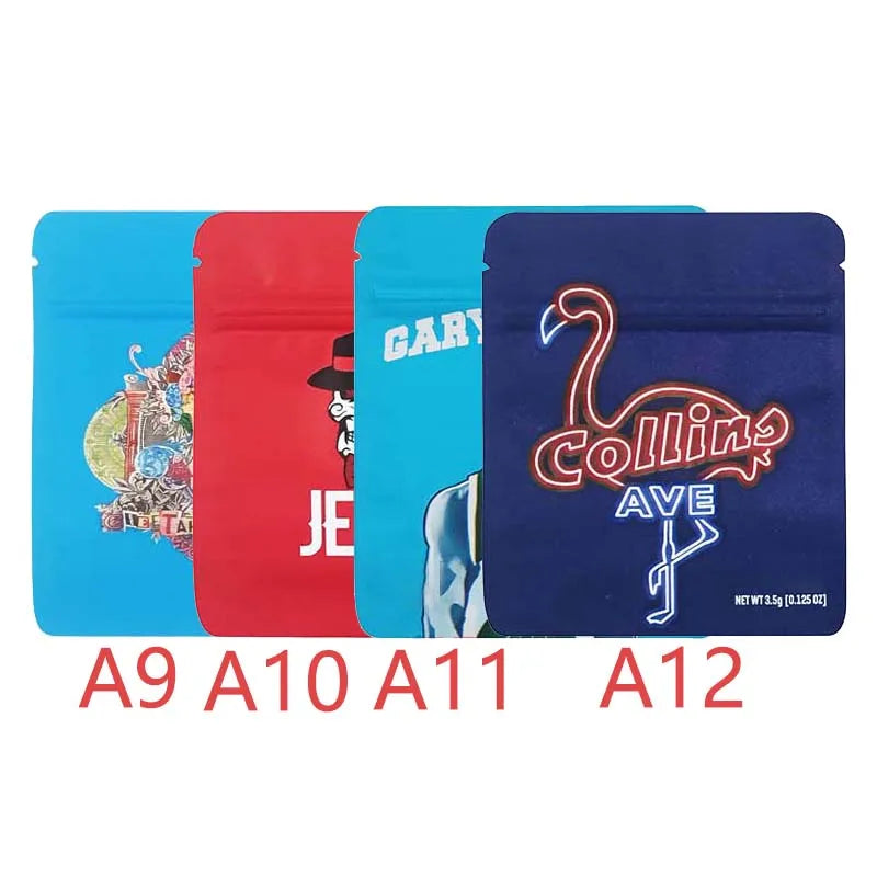 3.5g Empty Mylar Bag Matte Standing Up Pouches Reusable Smell-proof Plastic Zipper Sealed Storage Aluminum Foil Packaging Bags