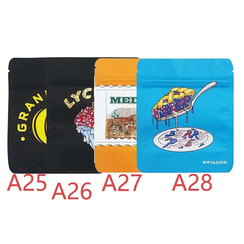 3.5g Empty Mylar Bag Matte Standing Up Pouches Reusable Smell-proof Plastic Zipper Sealed Storage Aluminum Foil Packaging Bags