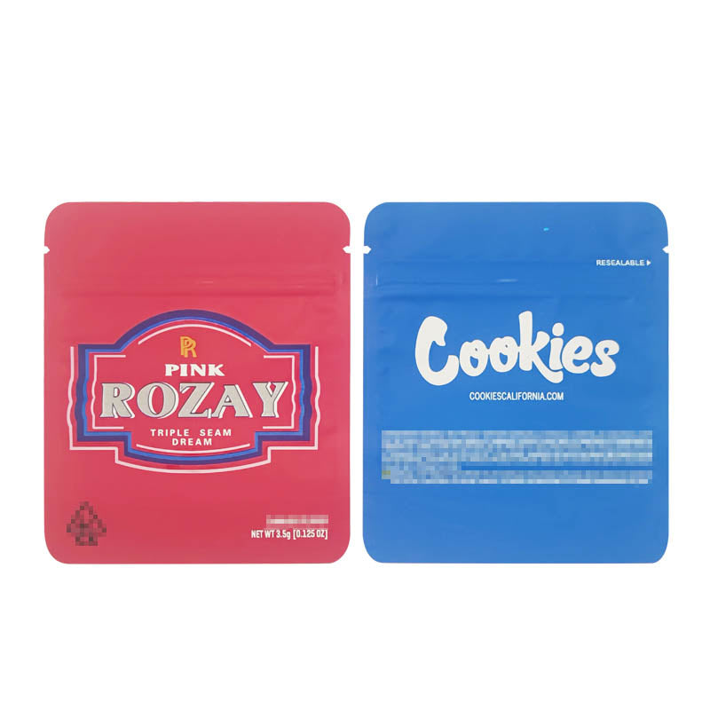 1g -3g Cookies Plastic Zipper Pouch With Stickers laser Anti Label Foil Bags Flavor Herb Flower Dry Tobacco Retail Bags
