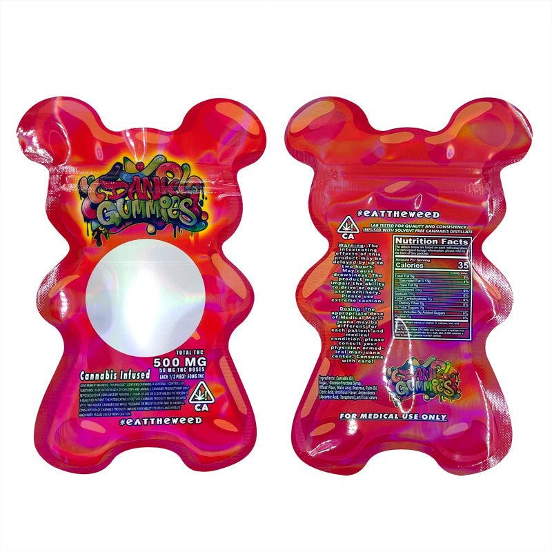 Gummy Bear 500 mg Shape Bag With Clear Window Mixed Colors Zip lock Bags Bear Jelly CDANK GUMMIES