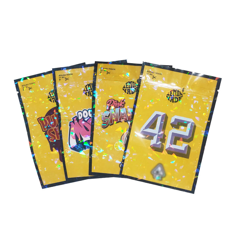 Lemon nade 3.5g Hologram Laser Zipper Bags Both Side Printed 100 pcs