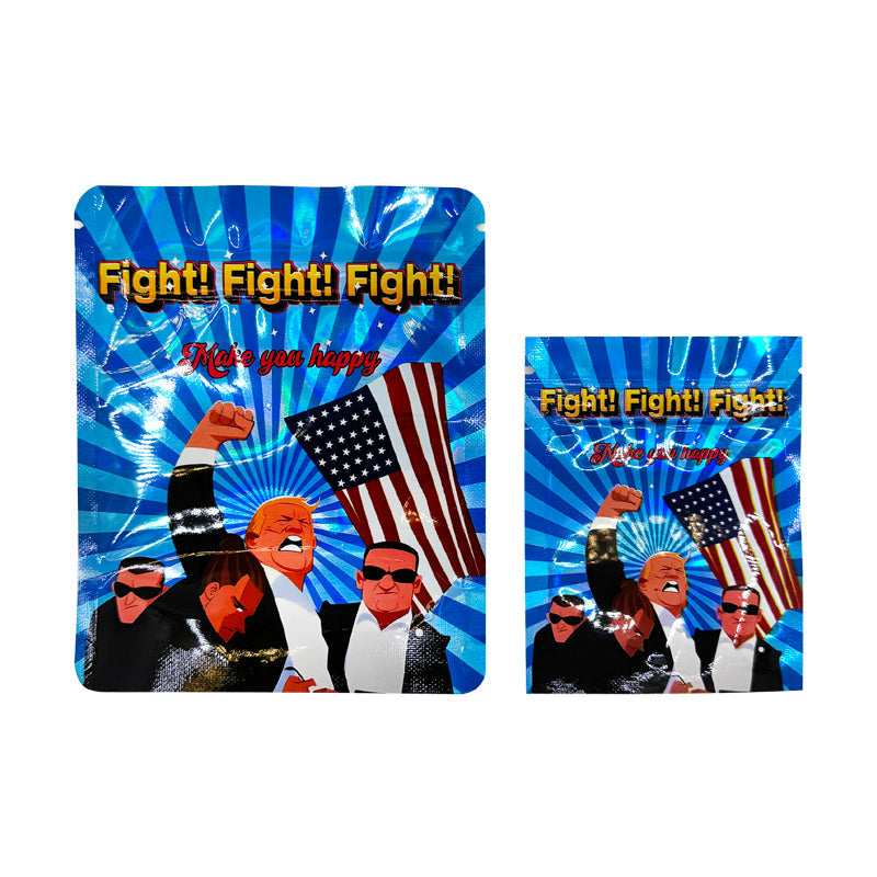 100pcs Mylar Bags Holographic 1-3.5g Zip lock Bag 2024 Party Use Bags Funny Design In Stock Small Pouches,Donald Trump Assassination Make America Great Again Fight Holiday Gift,Trump Shooting Trump 2024 1g-3.5g Gift Bags