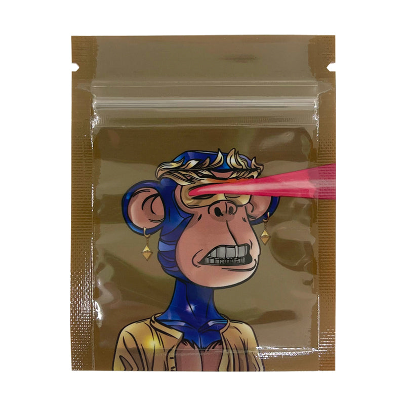 1g 7x9cm NFT Monkey Bag Aluminum Foil Zip Lock Pouch Cookie Packaging Customized Cookie Cigar Bags With Clear Window