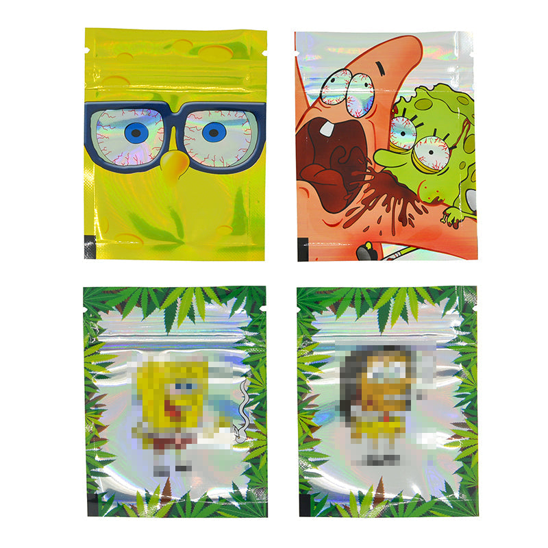 11x14cm 3.5g Hologram Laser Zipper Bags Both Side Printed 100 pcs