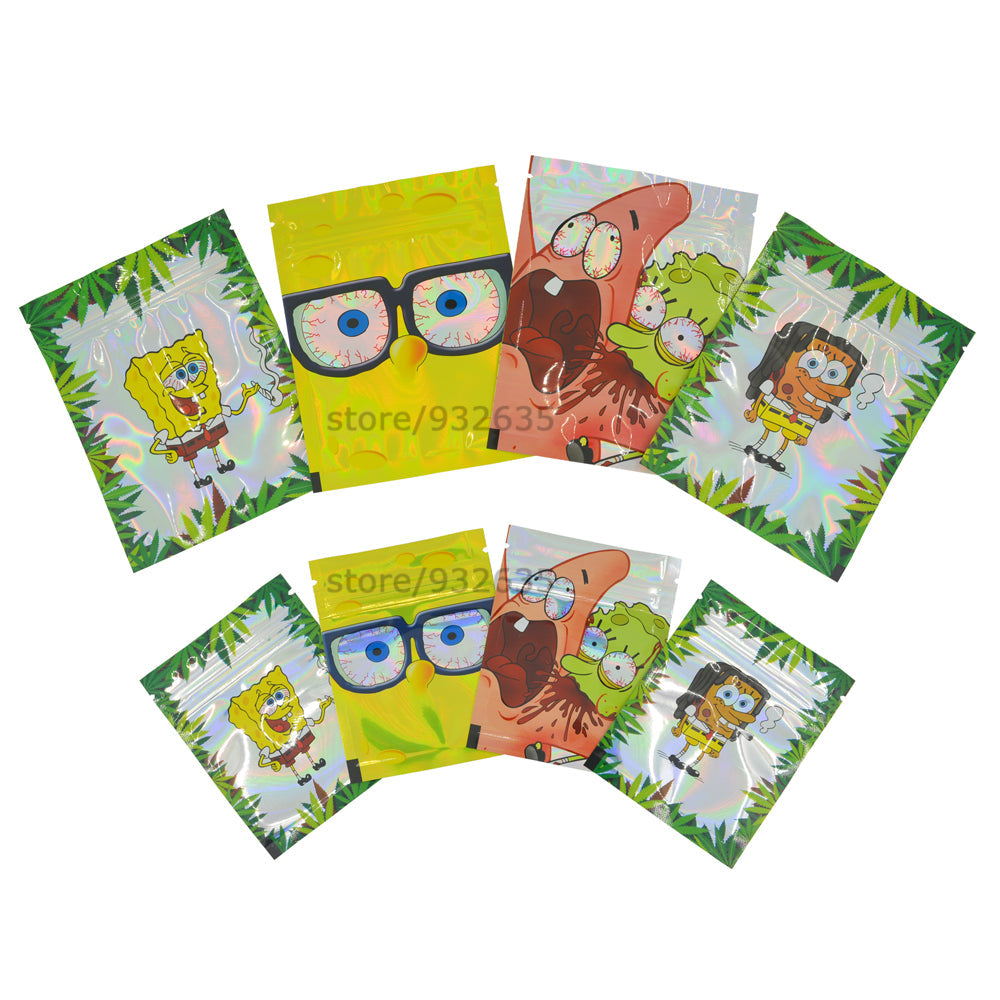 11x14cm 3.5g Hologram Laser Zipper Bags Both Side Printed 100 pcs