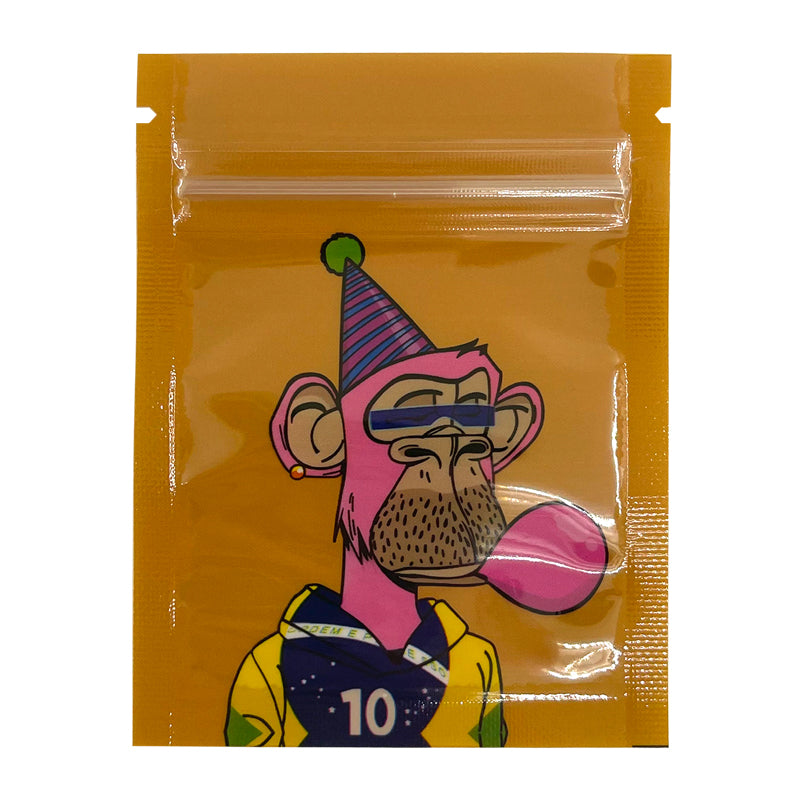 1g 7x9cm NFT Monkey Bag Aluminum Foil Zip Lock Pouch Cookie Packaging Customized Cookie Cigar Bags With Clear Window