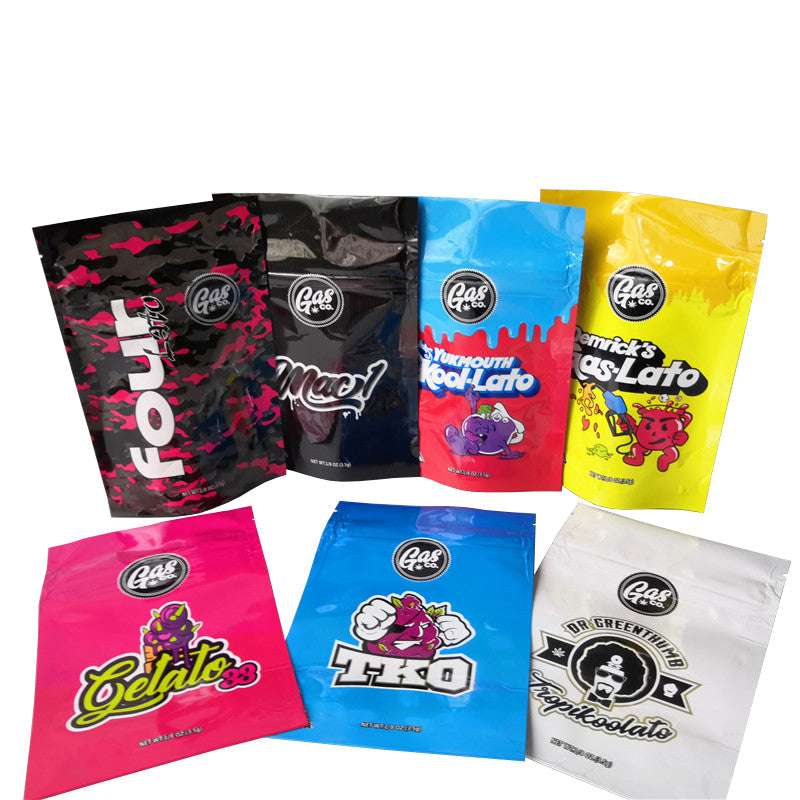 100 pcs GAS 3.5g Smell proof hemp Flower CBD Edibles Gummy Candy Cookies Packaging Child Resistant Exit Bag Zip Lock Mylar Pouch