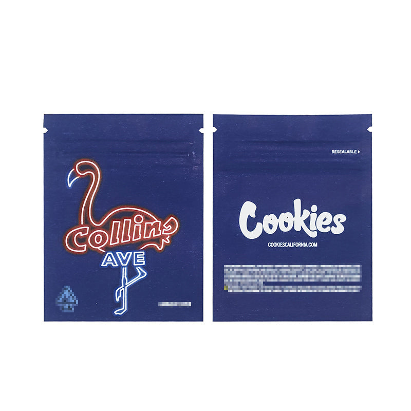 1g -3g Cookies Plastic Zipper Pouch With Stickers laser Anti Label Foil Bags Flavor Herb Flower Dry Tobacco Retail Bags