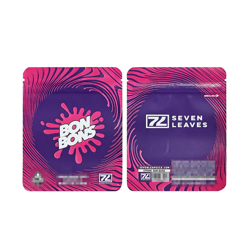 3.5g Seven Leaves Customized Your Logo Packaging Zipper Bags Both Side Printed 100 pcs