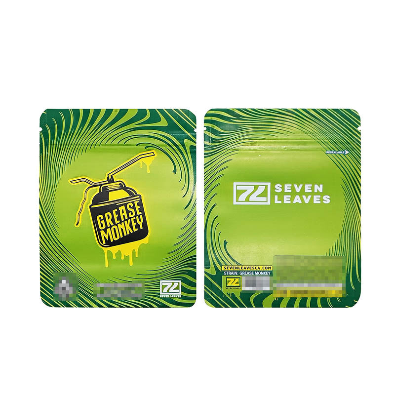 3.5g Seven Leaves Customized Your Logo Packaging Zipper Bags Both Side Printed 100 pcs