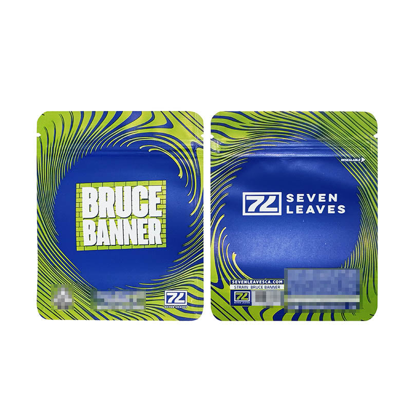 3.5g Seven Leaves Customized Your Logo Packaging Zipper Bags Both Side Printed 100 pcs