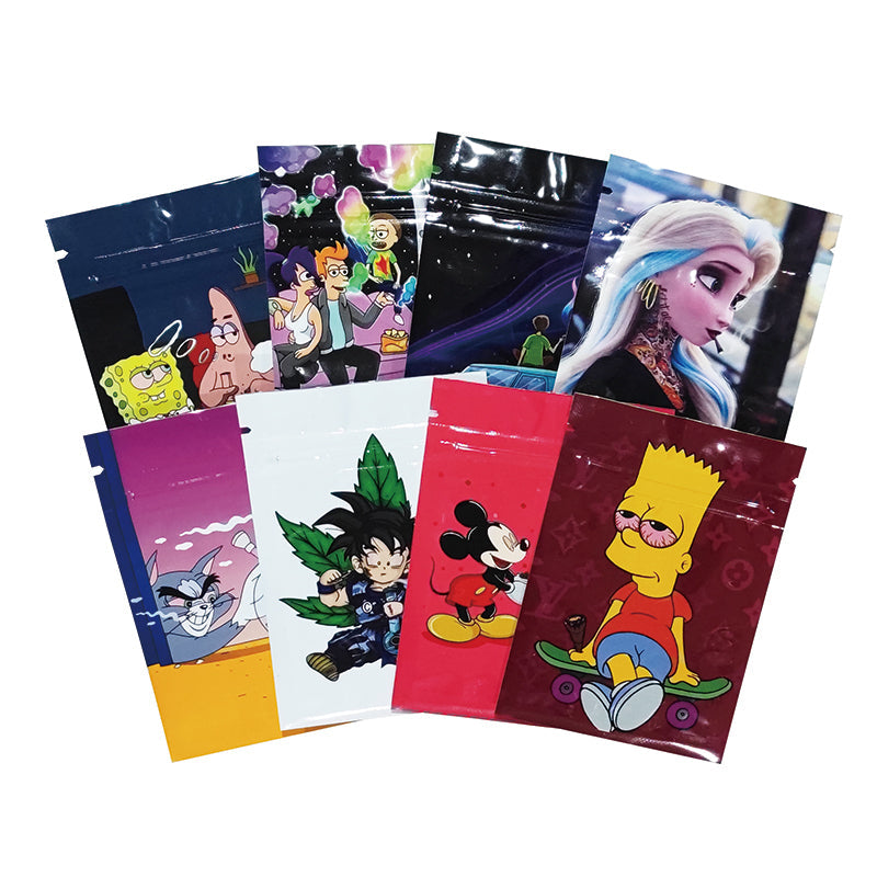 7x10cm With Clear Window Small Zipper Bags Mixed Design For 1g