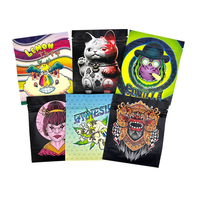 3.5g Mylar Bags Smell proof Ziplock Bags Laser Hologram CBD small Pouch 3.5g 100 pcs Customized your logo