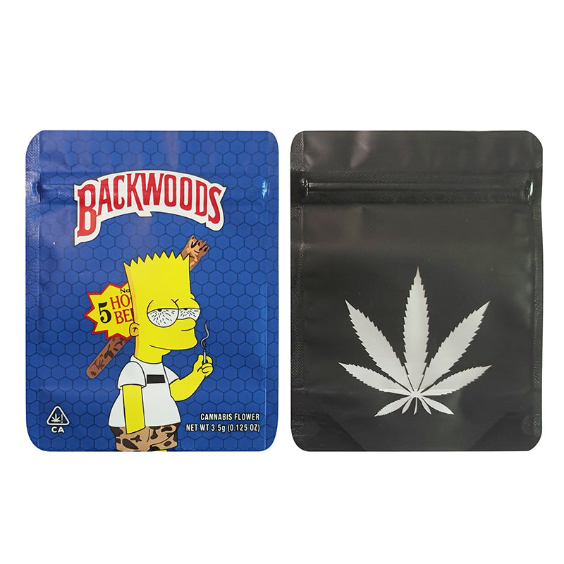 BACKWOODS Zipper Bags With Clear Window 3.5g Stand Up Ziplock Pouch 100 PCS
