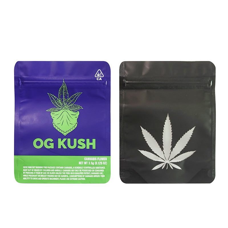 BACKWOODS Zipper Bags With Clear Window 3.5g Stand Up Ziplock Pouch 100 PCS