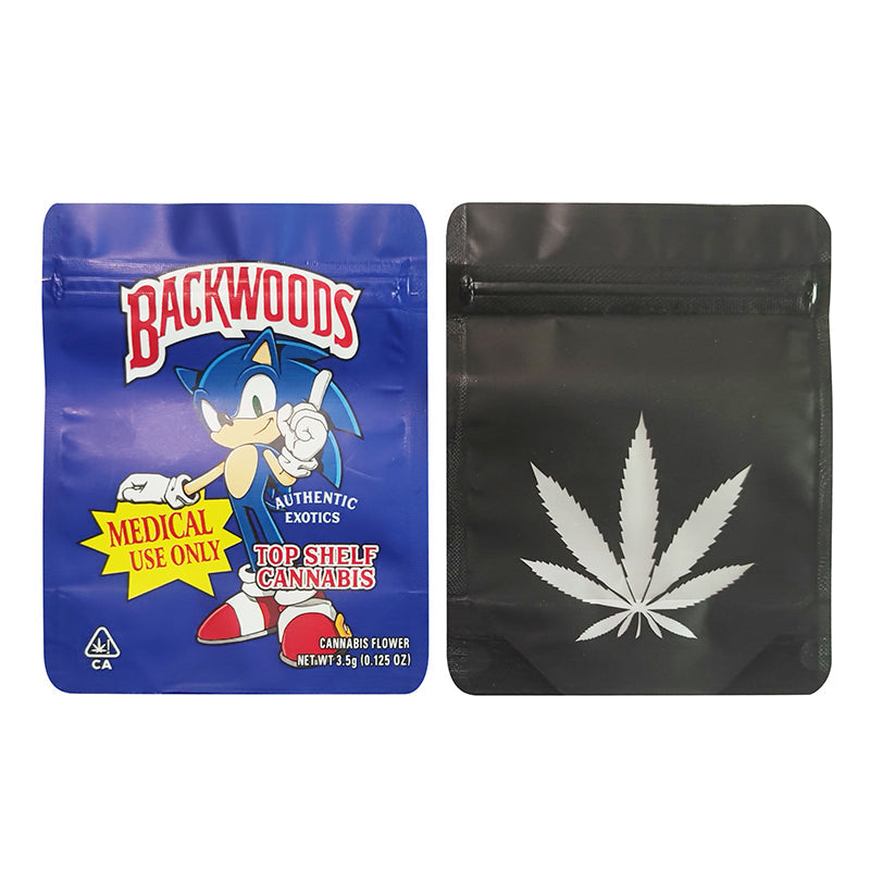 BACKWOODS Zipper Bags With Clear Window 3.5g Stand Up Ziplock Pouch 100 PCS