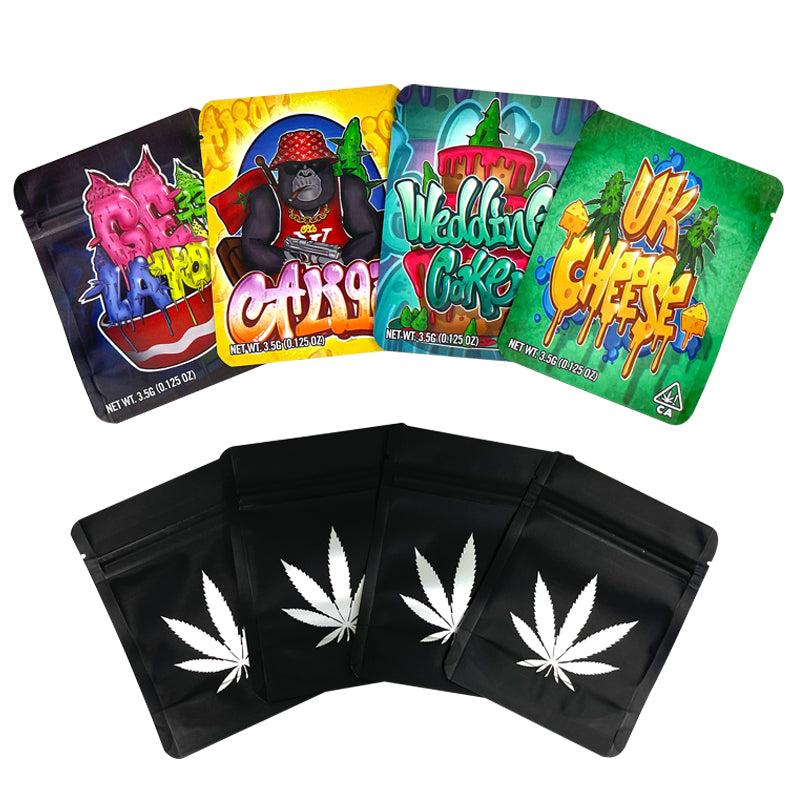 BACKWOODS Zipper Bags With Clear Window 3.5g Stand Up Ziplock Pouch 100 PCS