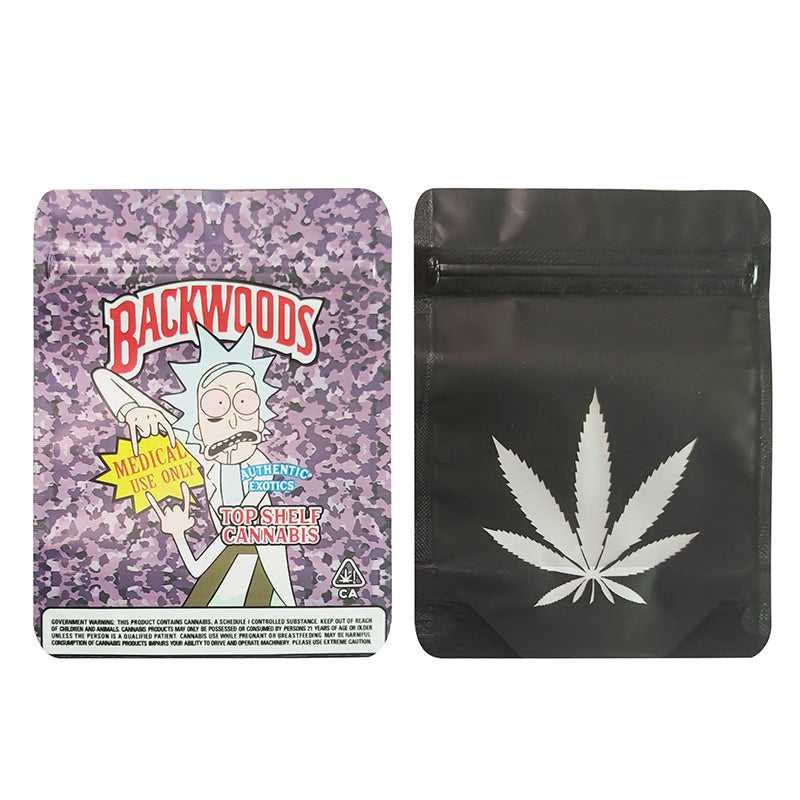 BACKWOODS Zipper Bags With Clear Window 3.5g Stand Up Ziplock Pouch 100 PCS