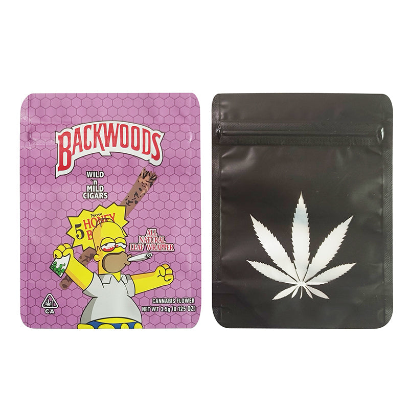 BACKWOODS Zipper Bags With Clear Window 3.5g Stand Up Ziplock Pouch 100 PCS