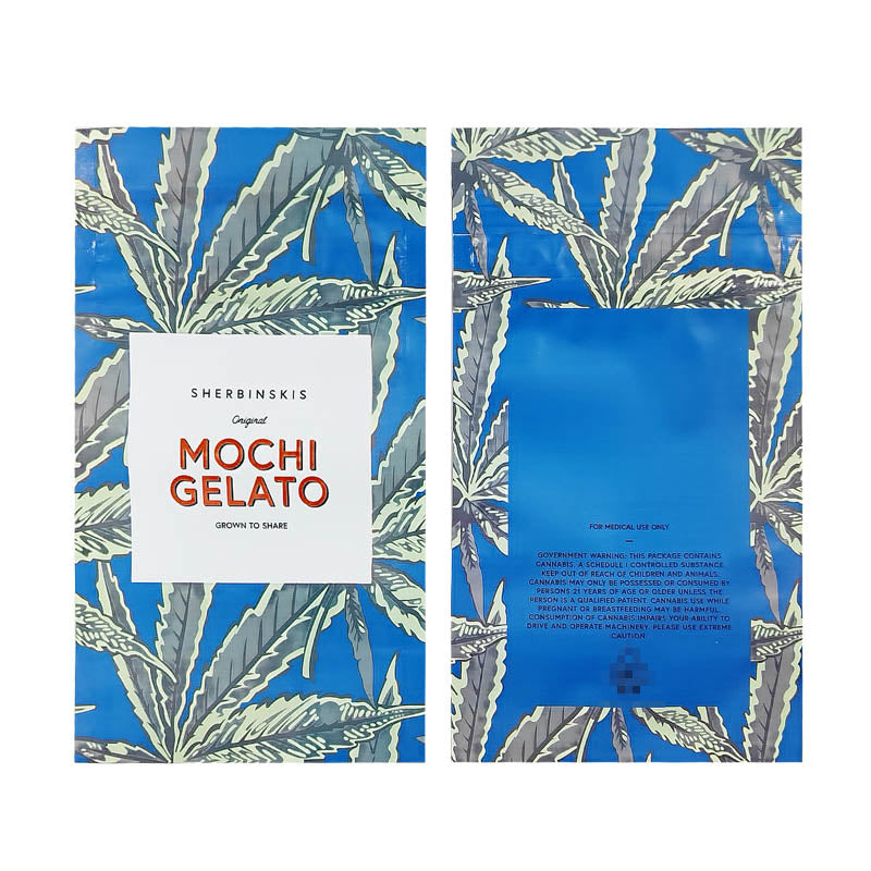 100 pcs SHERBINSKIS GELATO 3.5g Smell Proof Mylar Stand Up Zip Lock Pouch Cookies Candy Child Resistant Exit Bag